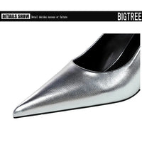 Spring Fashion Pointed Toe Pumps Woman Metal Decoration Wedges Heels Elegant Ladies Shoes
