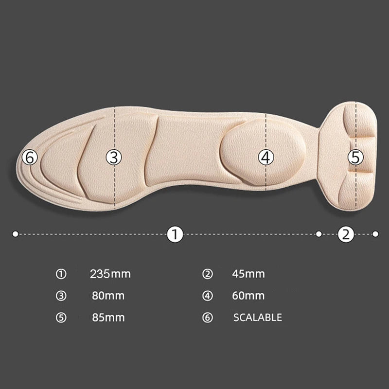 Memory Foam Insoles Women High-heel Shoes Insoles Anti-slip Cut able Insole Comfort Breathable Heel Protection Massage Shoe Pads