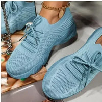 Outdoor Breathable Mesh Shoes Women Lightweight Shock-absorbing Sports Shoes Solid Color Plus Size Women Vulcanized Shoes