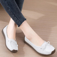 Luxury Shoes Cow tendon sole Women's Flats Anti slip shallow mouth soft soled shoes Solid color lace up