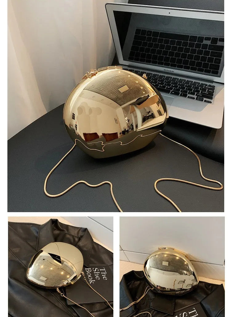 Acrylic Dinner Clutch Bag Women's Shoulder Crossbody Bag Fashionable Egg-Shaped Handbag Street Trend Lock Buckle Closure