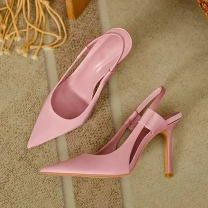 Women Sling back Sandals Pointed Toe Slip on Thin High Heel Ladies Elegant Pumps Shoes Sandals - Natalia Home Fashion
