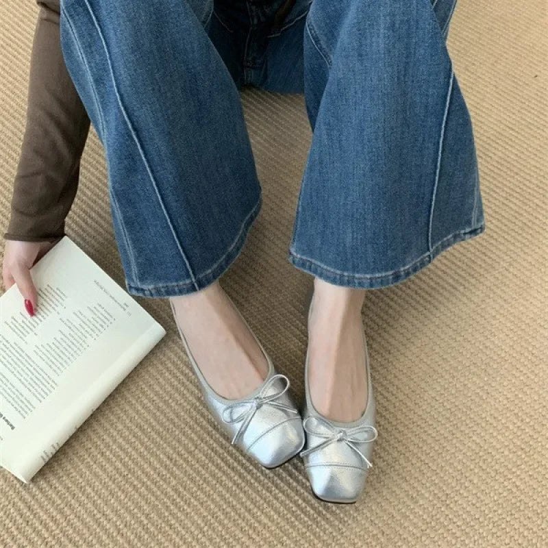 French Vintage Ballet Style Flat Bottom Single Shoes Women's Square Head Soft Bottom Mary Janes