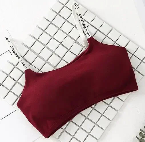 Women Active Bra Casual Top Letters Print Strap Cotton Top Fitness Gym Jogging Sleep Bra Girl Wire Free Bandeau Padded Bra Tops