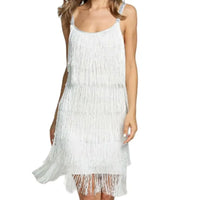 Great Gatsby Dress Slash Neck Strappy Tiered Fringe Dress Vintage Flapper Party Fancy Dress Costumes With Headband