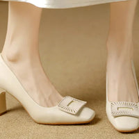 Square Toe Comfort Soft Office Shoes Daily Outdoors Women Shoes 7CM Thick High Heels Shallow Mouth Fashion Party Shoes