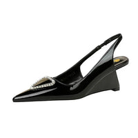 Spring Candy Fashion Pointed Toe Women Pumps Sling back Wedges High Heels Party Prom Mules Shoes