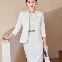 Two Piece Dress Suits For Women Long Sleeve Solid Slim Fit Fashionable Monochromatic Office Ladies Work Wear business suit