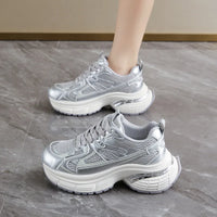 Respirable Thick Bottom Dad Shoes for Women in All Seasons Breathable Fashionable Flat Heel Anti-Odor Casual Footwear