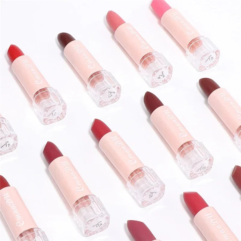 Woman Sexy 15Colors Velvet Matte Lipstick Lip gloss Tint for Lips Long Lasting Waterproof Non-stick Cup Lip Cosmetics Lip Make Up