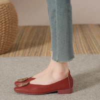 Shoes for Women Retro Ladies Flats Slip on Shoes Loafers Square Toe Shallow Mouth Women Casual Footwear Lightweight