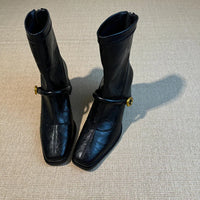 Thick Heel Elastic Slim Women Ankle Boots Fashion Square Toe Autumn Winter Ladies Elegant Mordern Short Booties