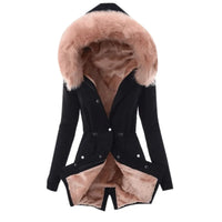 Warm Cotton Jacket with Zipper And Hood Women's Fashionable Slim Fit Coat Long Sleeve Thermal Outerwear - Natalia Home Fashion