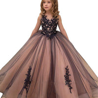 2024 Black Lace Flower Girl Dresses For Party Elegant Sleeveless Tulle V Neck Girls Pageant Princess Birthday Dress Natalia Home Fashion    Natalia Home Fashion