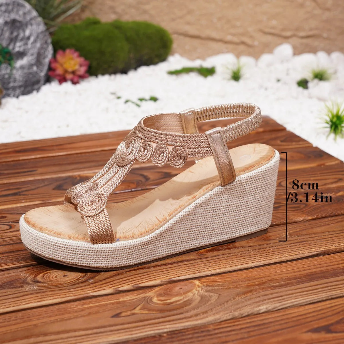 Bohemian Style Fashionable Casual Women's Sandals Platform Thick Heel round Toe Synthetic Leather