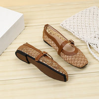 Fishnet Ballet Flats Square Toe Breathable Hollow Mesh Sandals Casual and Comfortable Mary Jane Shoes