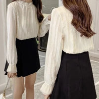 Elegant Lady Long Sleeve Half High Collar Base Shirt Fashionable Women's Top Quality Material Comfortable Fit