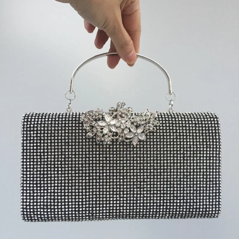Diamond Encrusted Dinner Bag And Clutch, Square Hard Box Fully Lined With Diamonds.