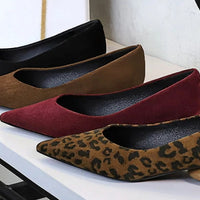 Retro Pointed Toe Suede Low Heel Shoes Shallow Mouth Hollow Heel Pedicure Shoe Daily Versatile Temperament Women's Shoes