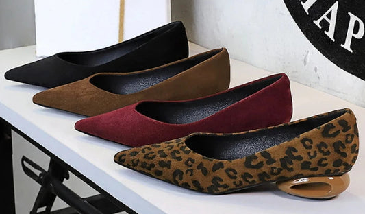 Retro Pointed Toe Suede Low Heel Shoes Shallow Mouth Hollow Heel Pedicure Shoe Daily Versatile Temperament Women's Shoes