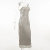 Strap Bead Glitter Dress for Women Hot Girl Sexy Long Dress Kaftan Style Summer Long Dress