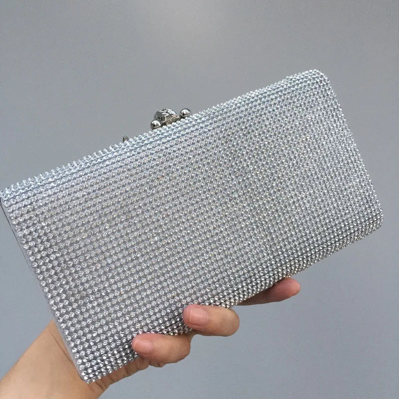 Diamond Encrusted Dinner Bag And Clutch, Square Hard Box Fully Lined With Diamonds.