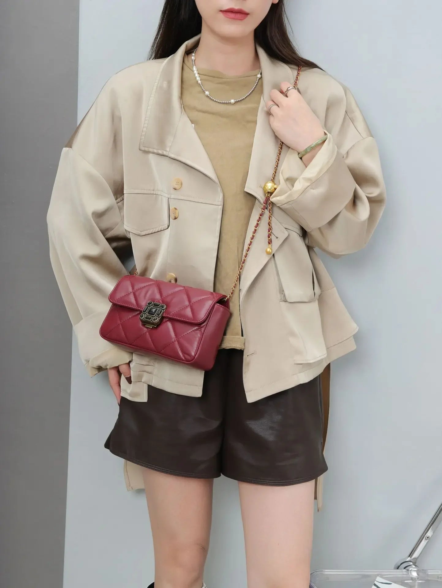 Fashionable New Women's Shoulder Bag Large Capacity Chain Crossbody Bag Vintage Style Genuine Leather Women's Bag