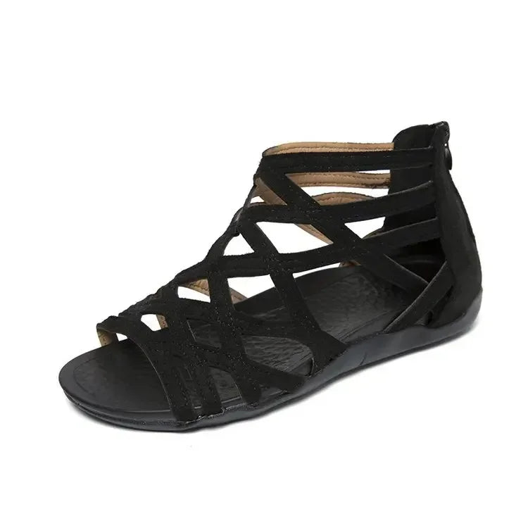 ladies Leopard Slope Heel Sandals Non-slip Lightweight Comfortable Casual women Slippers Rome Outside Casual Flat Bottom Shoes