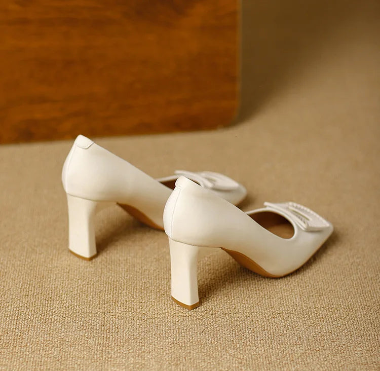 Square Toe Comfort Soft Office Shoes Daily Outdoors Women Shoes 7CM Thick High Heels Shallow Mouth Fashion Party Shoes