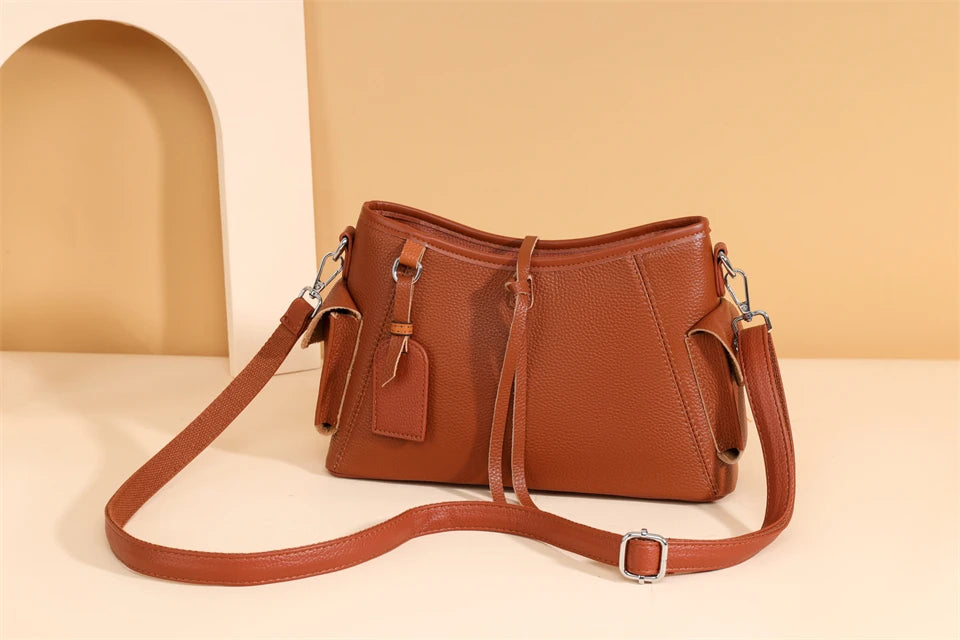 Soft Genuine Leather Crossbody Bag Women Fashion Shoulder Bag Large Capacity Handbag and Purse Ladies Cow hide Messenger Bag