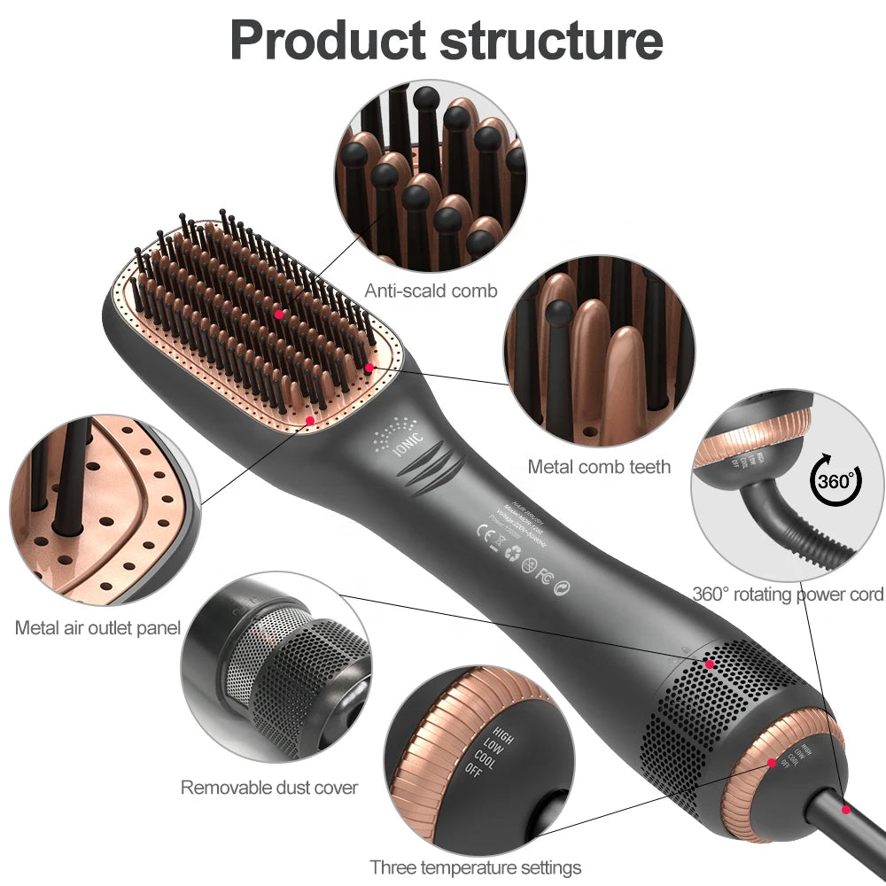 3 in 1 Hair Dryer Brush Professional 1200W Powerful Ceramic Tourmaline 3 Heat Settings One Step Hair Dryer and Styler Natalia Home Fashion    Natalia Home Fashion