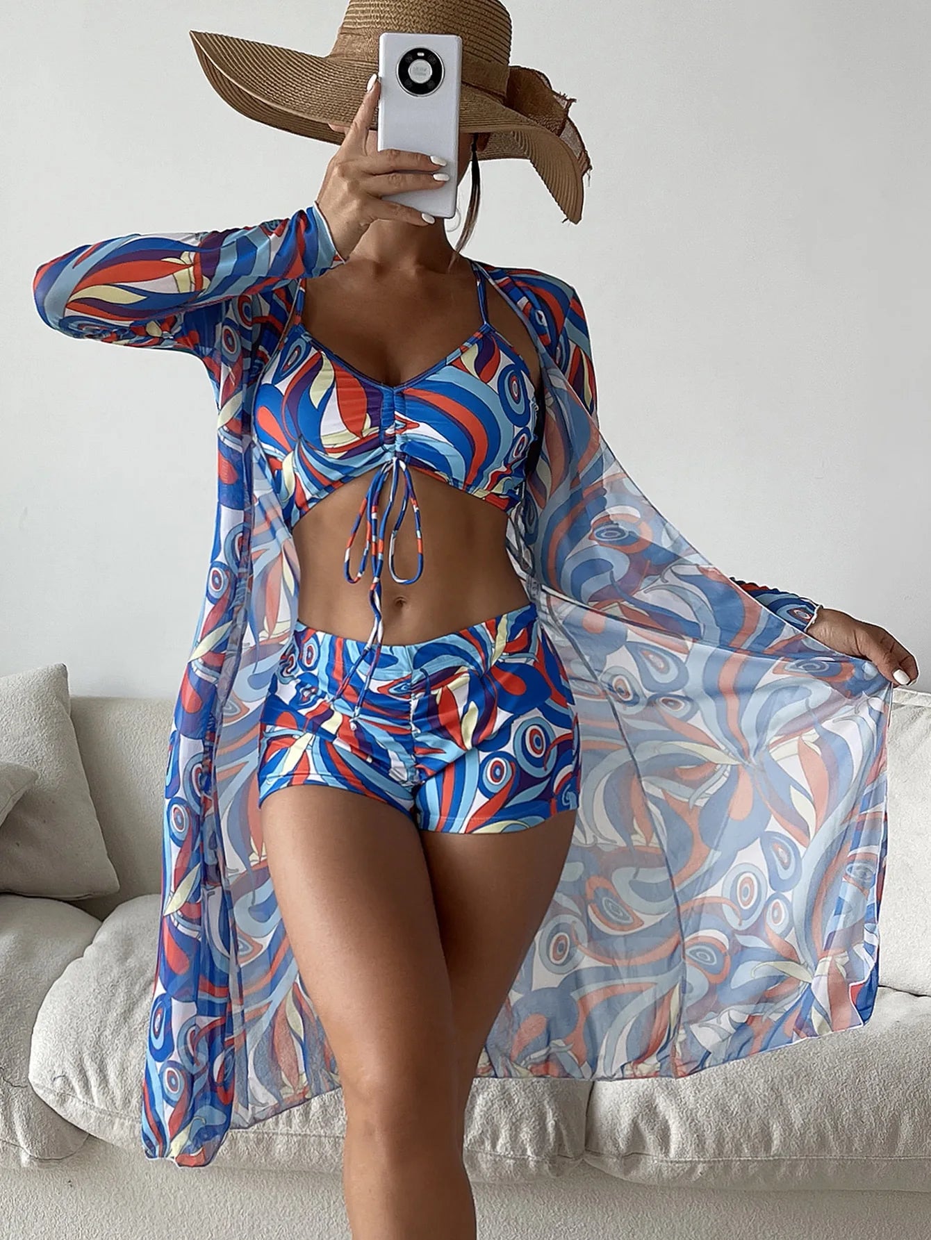 Sexy Print Bikini Women High Waist Swimsuit Cover Up Swimwear Female Lady Bathing Suit Swimming Summer Beachwear
