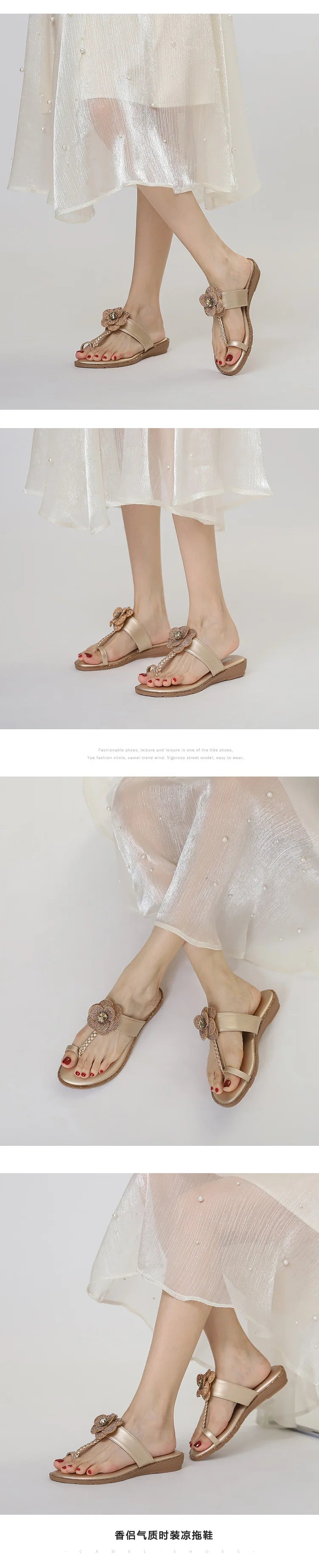 Women's Sandals Summer Slippers Casual Beach Footwear Water Diamond open Toe  Flats