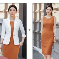 High Quality Women's Two Piece Set Office Work Dress Sleeveless Jacket Short Outerwear Fashionable And Comfortable for Office