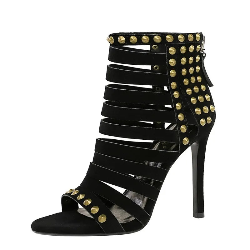 Rivet Roman Shoes, Retro Super High Heel Women's Shoes