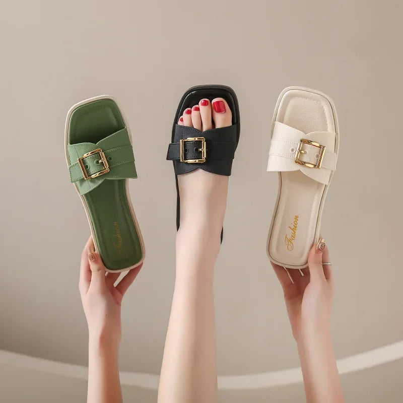 Comfortable Casual Beach Slippers Fashionable Outdoor Wear Slip-On Flat Bottom Cool Sandals PVC Material - Natalia Home Fashion