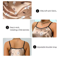 Women's Sleepwear Summer Floral Print Satin Nightgown Casual Sleeveless Backless Slip Night Dress Sexy Nightdress Home Clothes