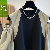 Contrast Color Tops Women Loose Casual Long Sleeve O Neck Off Shoulder Preppy All Match shirts