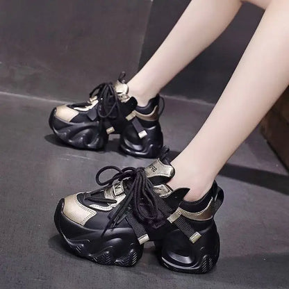Chunky Sneakers Women Block Style 8cm Platform Lightweight & Versatile Casual Sports