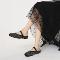 Luxury Shinny Diamond Women Mules Slippers Summer Shoes Crystal Footwear Rhinestones Slip On Brand Mary Jane Sandals Mesh Clogs