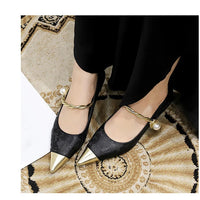 Metal Decoration Buckle Strap Women's Low Thin Heels Pumps Pointed Toe Wedding Party Shoes