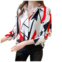 Women Temperament Print Shirt Long Sleeve Fashion Loose Shirts Ladies Lightweight Work Blouse