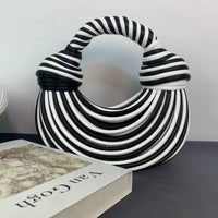 Fashionable Hand-Knitted Noodle Bag Women's Shoulder Bag Urban Minimalist Style Dumpling Bag Versatile Knot Design PU Material