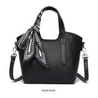 Pure Leather Cowhide Single Shoulder Crossbody Bag Ladies Handbag Fashion Bucket Bag Simple Basket Comes with Scarf