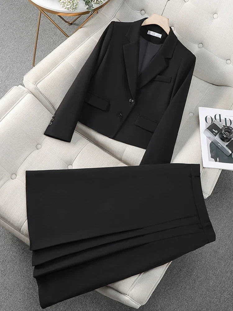 Fashion Office Half Skirt Set for Women Slim Fit Long Sleeved Single Row Two Button Half Skirt Two Piece Set