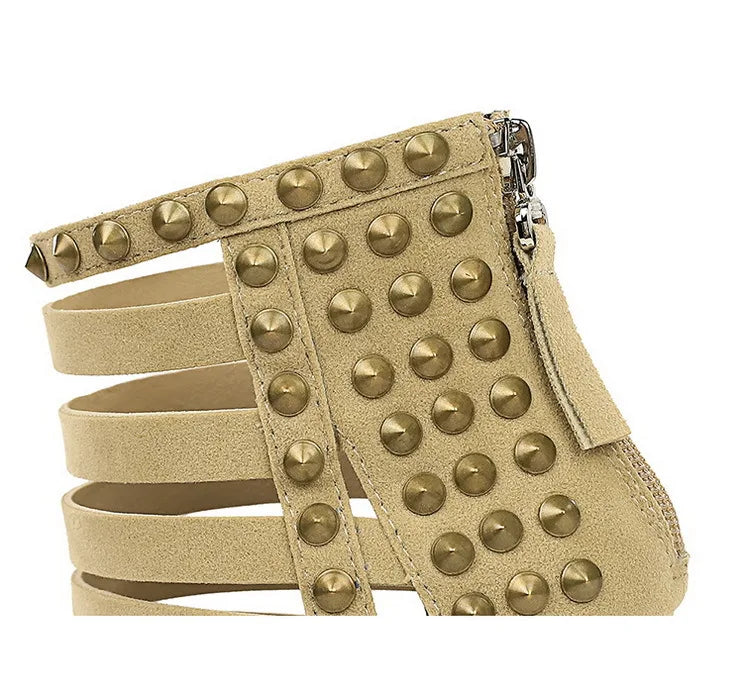 Rivet Roman Shoes, Retro Super High Heel Women's Shoes