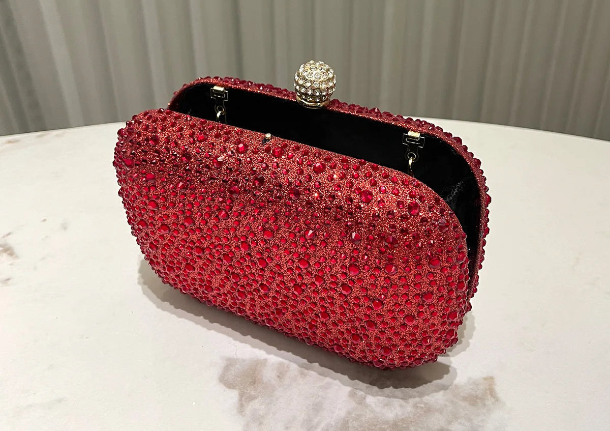Women Rhinestone Purse Women's Round Box Shaped Evening Bags Elegant Formal Party Stylish Ladies Handbag Silver Clutch