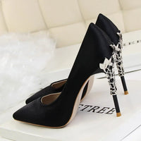 Women Shoes Spring Women Pumps Sequin Wedding Shoes Stilettos Metal Decoration  Heels Natalia Home Fashion   Black-40 Natalia Home Fashion