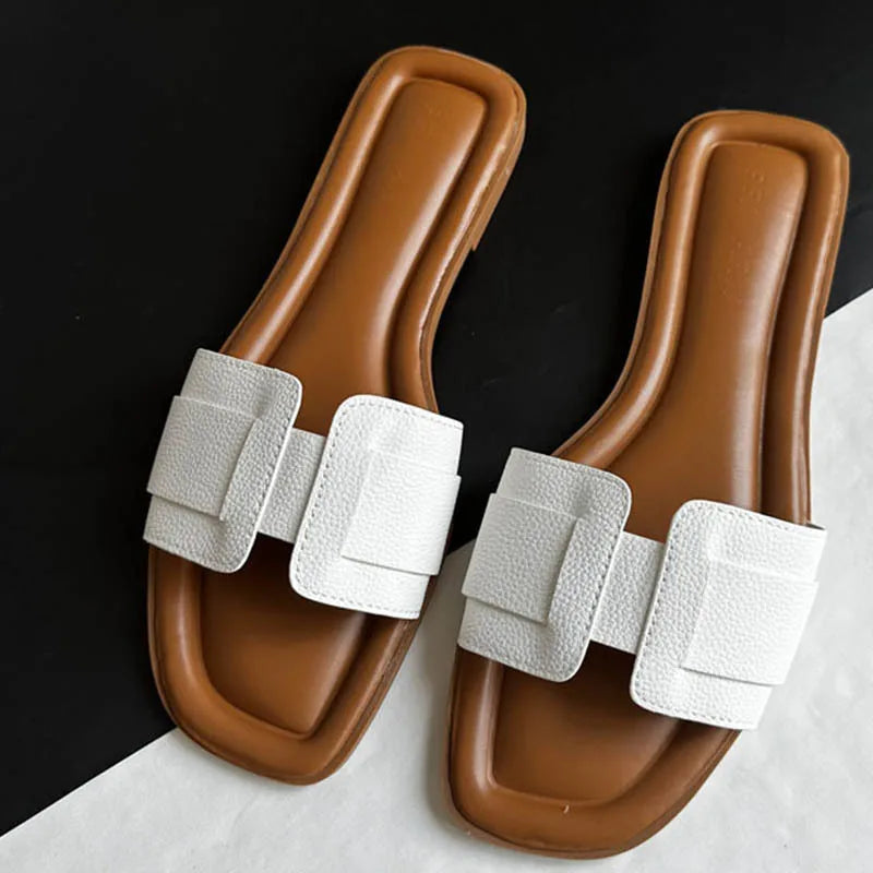 Women's Comfortable Flat Slippers Elegant Office Slides Slip On Beach Bohemian Sandals Shoes - Natalia Home Fashion