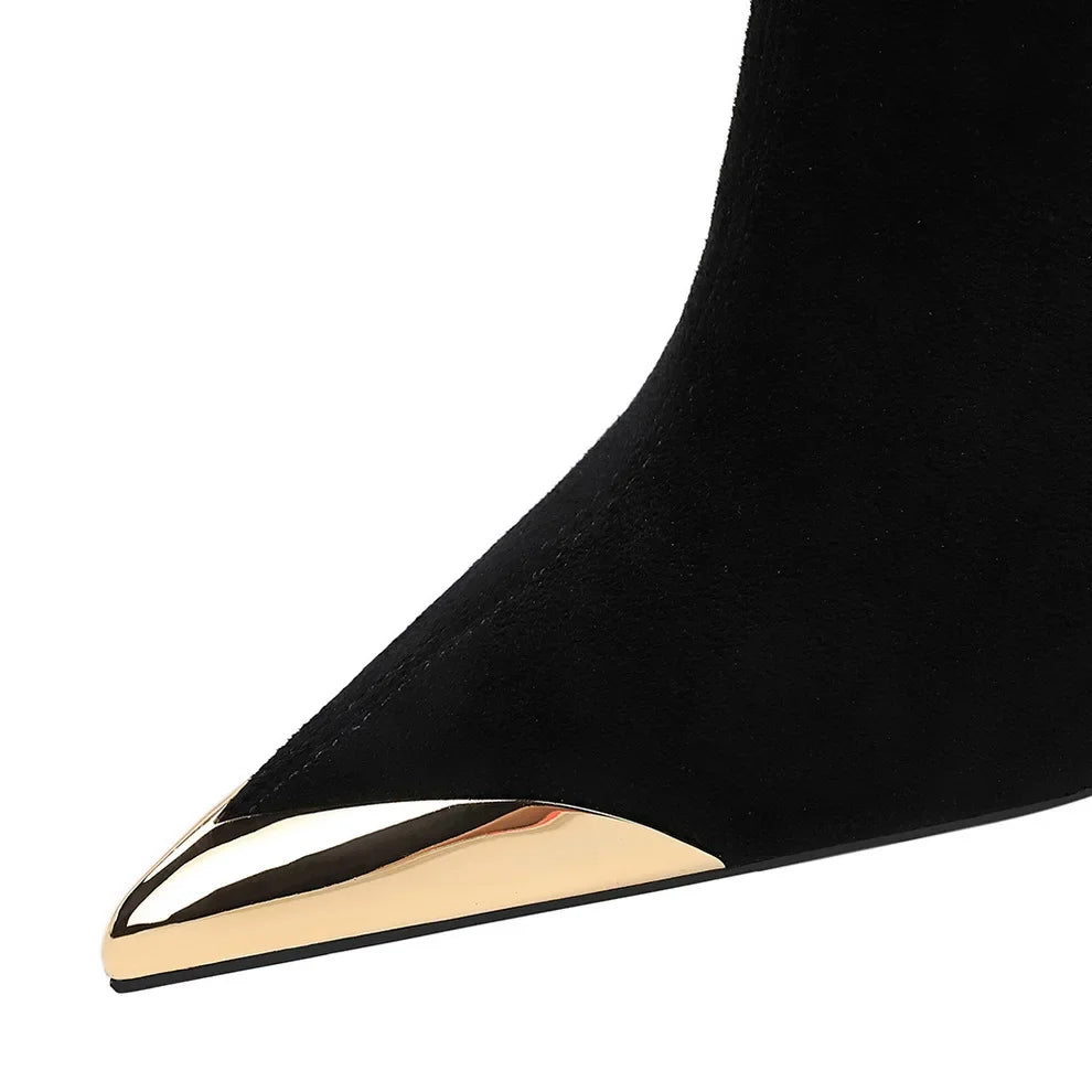 High Heels Women Ankle Boots Sexy Pointed Toe Leather Shoes Women Party Boots Dress  Chelsea Boots
